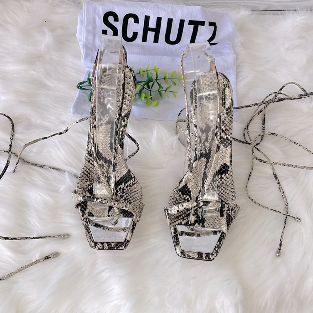 SCHUTZ‎ “Vikki” Snakeskin Strappy Heels - Picture 8 of 12